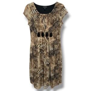 Voir Voir Women’s Animal Print Dress with Black Accent Detail – Size 12